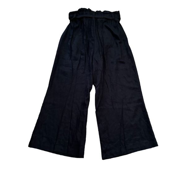 Who What Wear Black Linen Blend Paper Bag Waist Belted Pant Size 10 - Picture 4 of 5